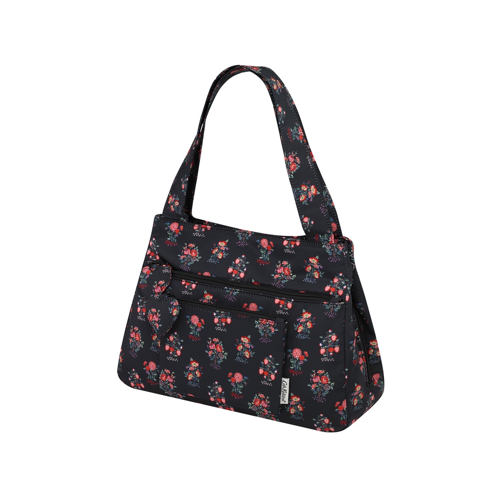 Cath Kidston - Túi đeo vai/Recycled Rose Medium Shoulder Bag - Kingdom Posey Small - Black -1041538