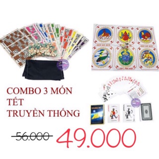 Combo 3 món Tết truyền thống lô tô số gỗ, bầu cua cá cọp và bộ bài tây