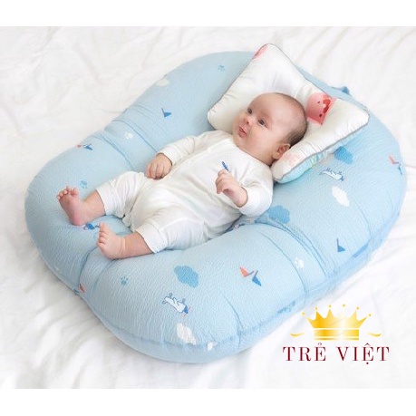 Gối chống trào ngược⚡FREESHIP⚡gối sơ sinh vải cotton mềm mại,không nóng lưng,ruột gối bông gòn 100%, bông không tạp chất