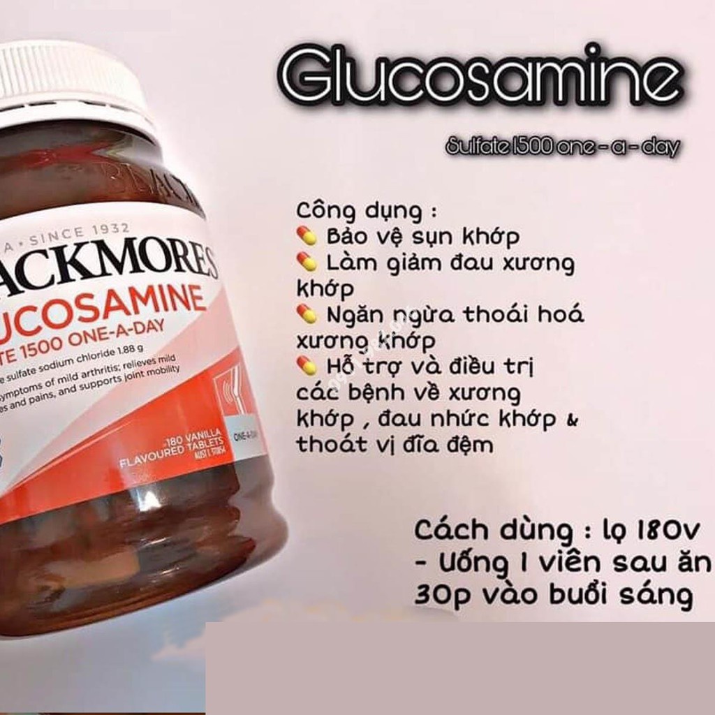 [Hàng Chuẩn ÚC] Blackmores Glucosamine 1500mg - Viên uống hỗ trợ xương khớp 180 viên