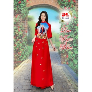 Vải may áo dài in hình Đức Mẹ