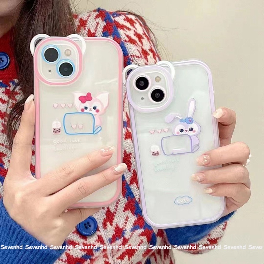 Ốp Điện Thoại Tpu Dẻo In Hình Tai Gấu Snoopy Màu Hồng Cho iPhone 14 13 12 11 Pro Max Xs Max Xr X 6 6s Plus