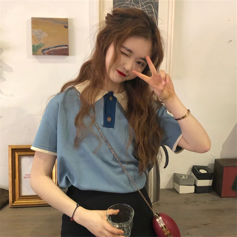 Áo thun polo ZHELIHANGFEI tay ngắn dáng rộng phong cách thời trang cá tính