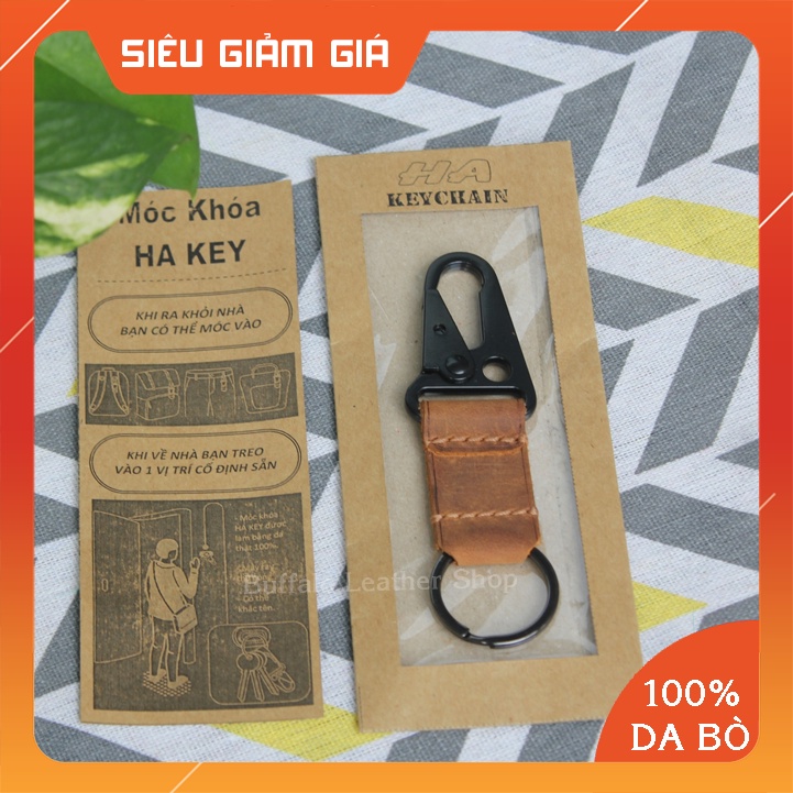 Móc Khóa Da Bò HA KeyChain - Móc khóa Buffalo Leather- Da sáp ngựa điên