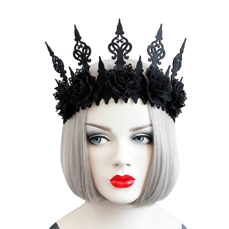 Vòng Hoa Đội Đầu Màu Đen Phong Cách Gothic Cho Nữ
