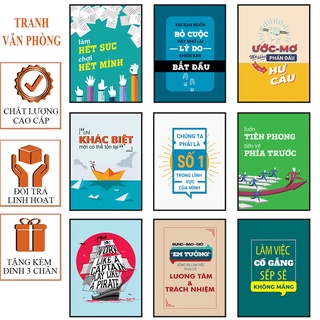  Tranh Tráng Gương Tạo Động Lực Kích Thước Chuẩn treo Văn Phòng 35x50cm Tranh Slogan Trang Trí Văn Phòng đã có Khung 