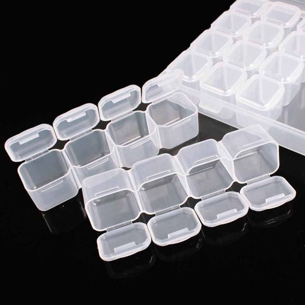 Hộp Nhựa Trong Suốt 28 Ngăn Đựng Trang Sức Tiện Lợi R2Z9