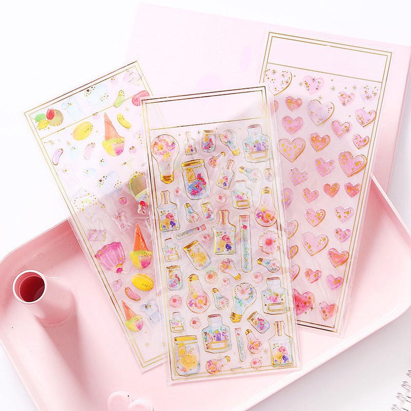 Miếng dán hình trái tim màu hồng dễ thương trang trí sổ tay