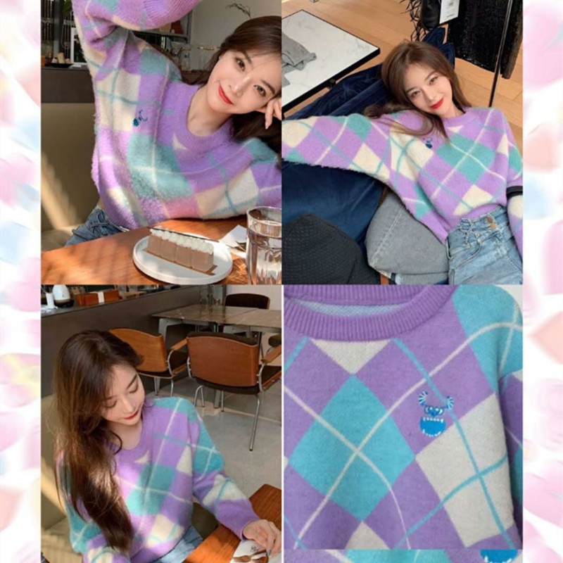 Áo sweater SUXI dệt kim dáng rộng thiết kế mới thời trang mùa thu dành cho nữ