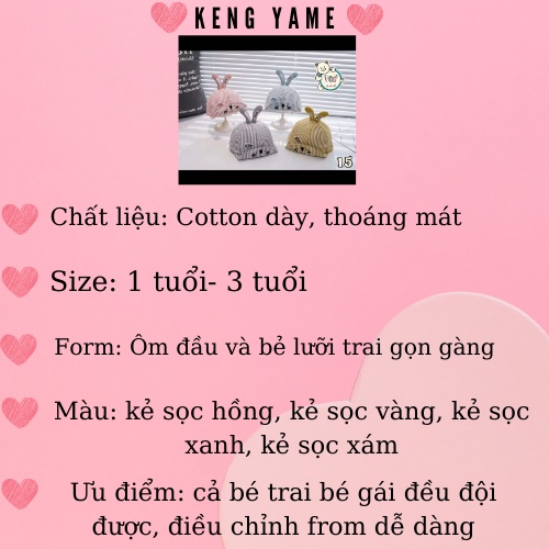 MŨ cho bé mũ sơ sinh kẻ sọc Cotton thoáng mát