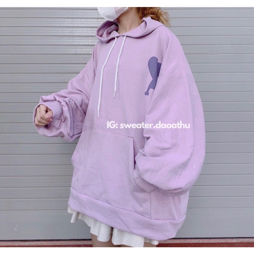 [Có Video Thật + Ảnh Thật] Áo Hoodie Tím Trái Tim Trên Ngực Chất Nỉ Dày Dặn Form Rộng Mã 744 - Daisy Clothings | BigBuy360 - bigbuy360.vn