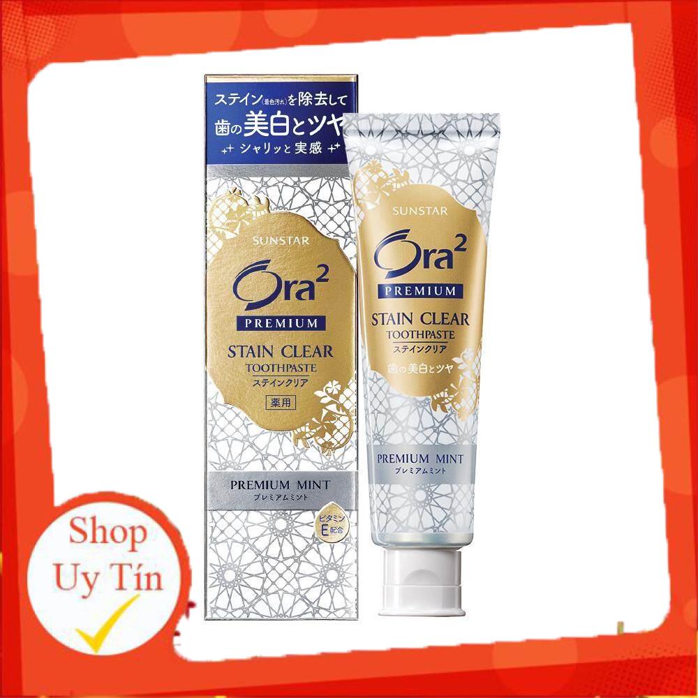 ,-Mua 3 tuýp tặng 1 bàn chải JP- Preminum- COMBO KEM ĐÁNH VÀ TẨY TRẮNG RĂNG   ORA2 STAIN CLEAR 100GR HƯƠNG BẠC HÀ