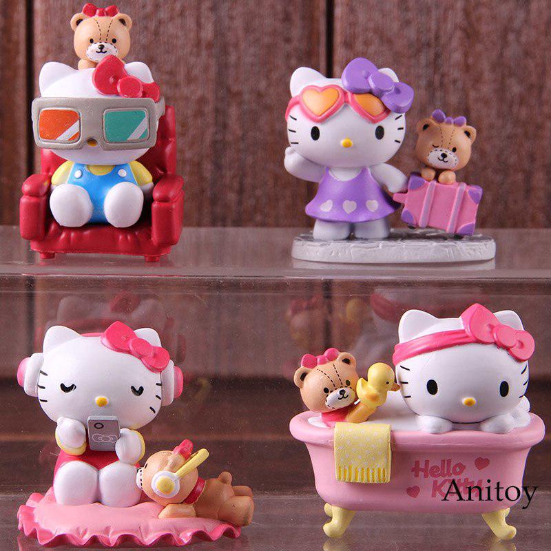 Set 4 mô hình đồ chơi nhân vật trong phim hoạt hình " Hello Kitty "