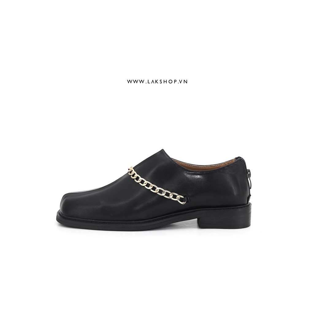 Giày Black Loafers With Chain