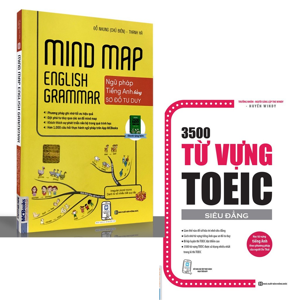 Sách - Combo Mind Map English Grammar - Ngữ Pháp Tiếng Anh Bằng Sơ đồ Tư Duy + 3500 Từ Vựng Toeic Siêu Đẳng