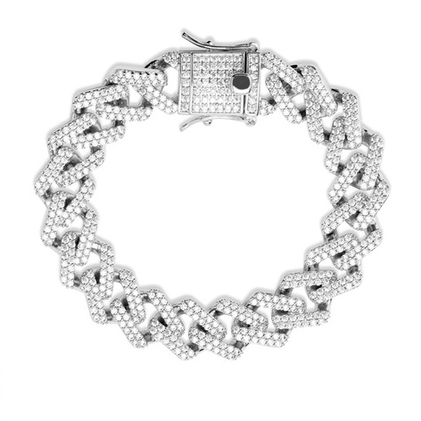 Vòng Tay Nam Mạ Bạch Kim Đính Đá Kim Cương Toàn Diện Phong Cách hip hop Âu Mỹ