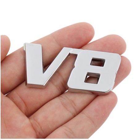 Decal kim loại nổi 3D V6 V8 tem logo biểu tượng miếng dán xe hơi ô tô tương thích Toyota Camry Land Cruiser Honda Accord