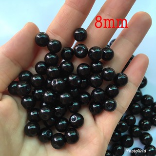 🌺Hạt đá đen tròn 6-12mm làm vòng tay