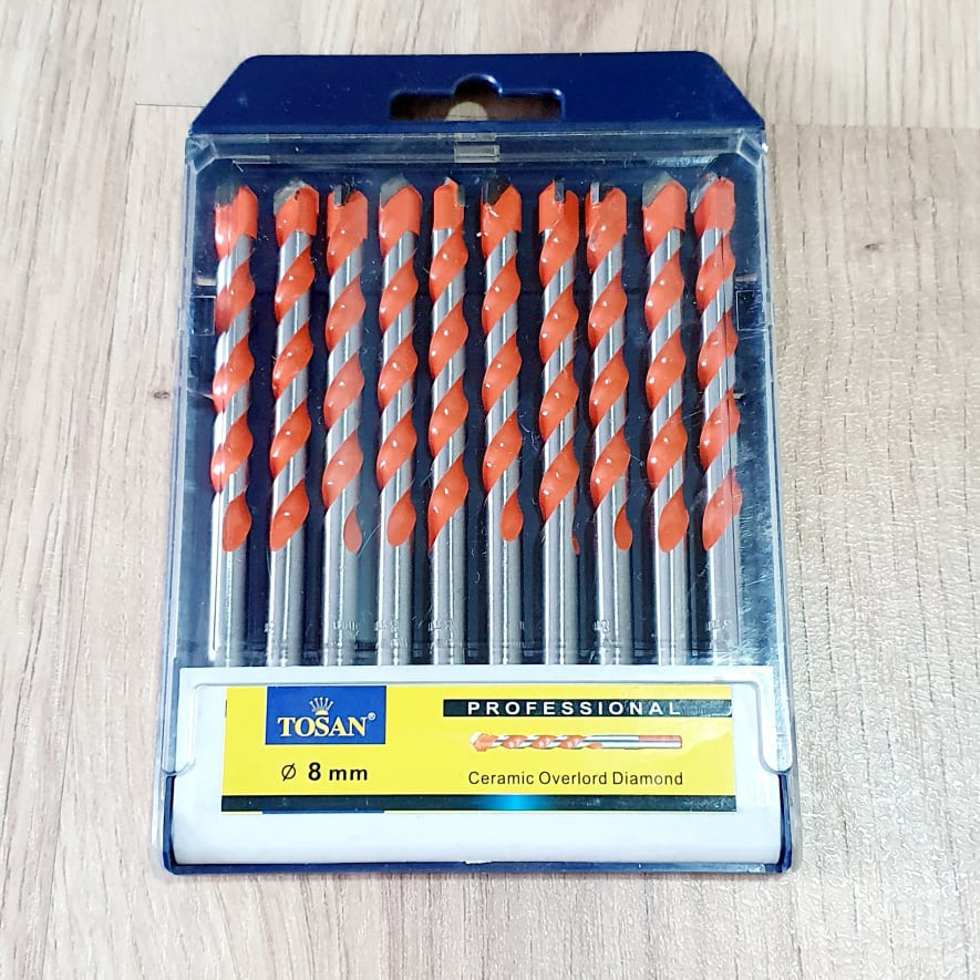 Hộp 10 Mũi Khoan Bê Tông 8mm Đuôi Trơn