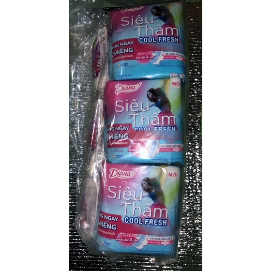 (Tặng24mhn)BỘ 6 GÓI BĂNG VỆ SINH Diana Siêu Thấm Cool Fresh 8m