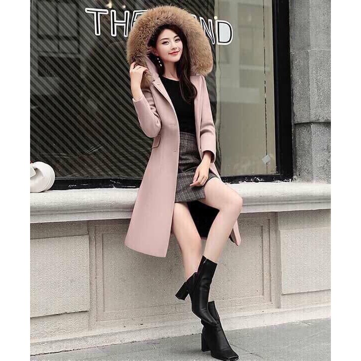 ÁO KHOÁC DẠ FROM DÀI PHỐI NÓN KÈM LÔNG MSP-AK586450VN