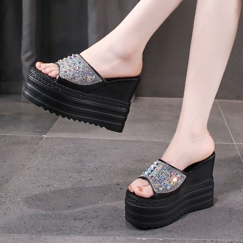 Dép đế xuồng 12cm hở mũi thời trang dành cho nữ