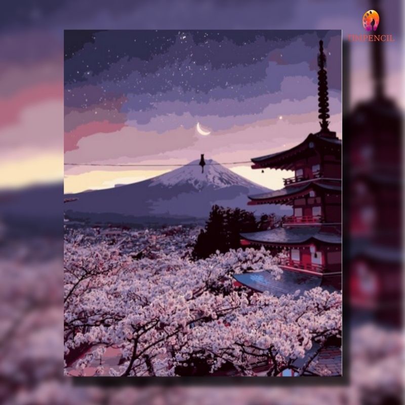 hoàng hôn núi Phú Sĩ Timpencil PC27, tặng khăn lau cọ
