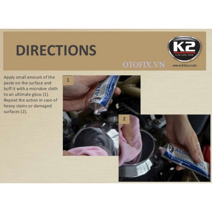 K2 Aluchrom - kem đánh bóng chi tiết chrôm và kim loại ô tô