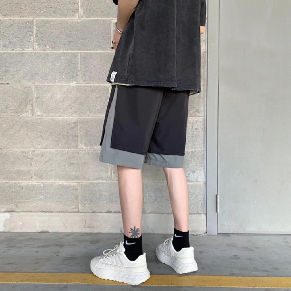 Quần short dù phối layer - ẢNH THẬT