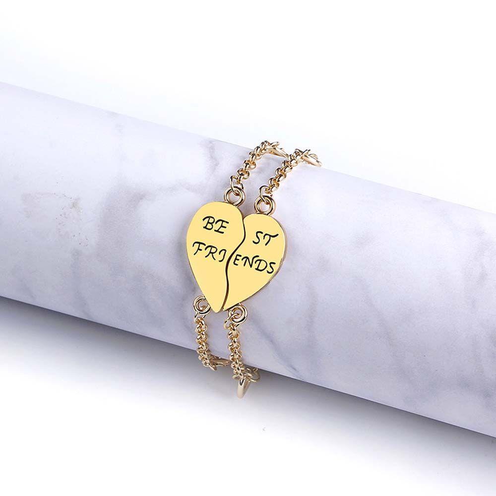Vòng Tay Chuỗi Hạt Ngọt Ngào|Mặt Dây Chuyền Hình Trái Tim Màu Sắc Khắc Chữ Best Friend