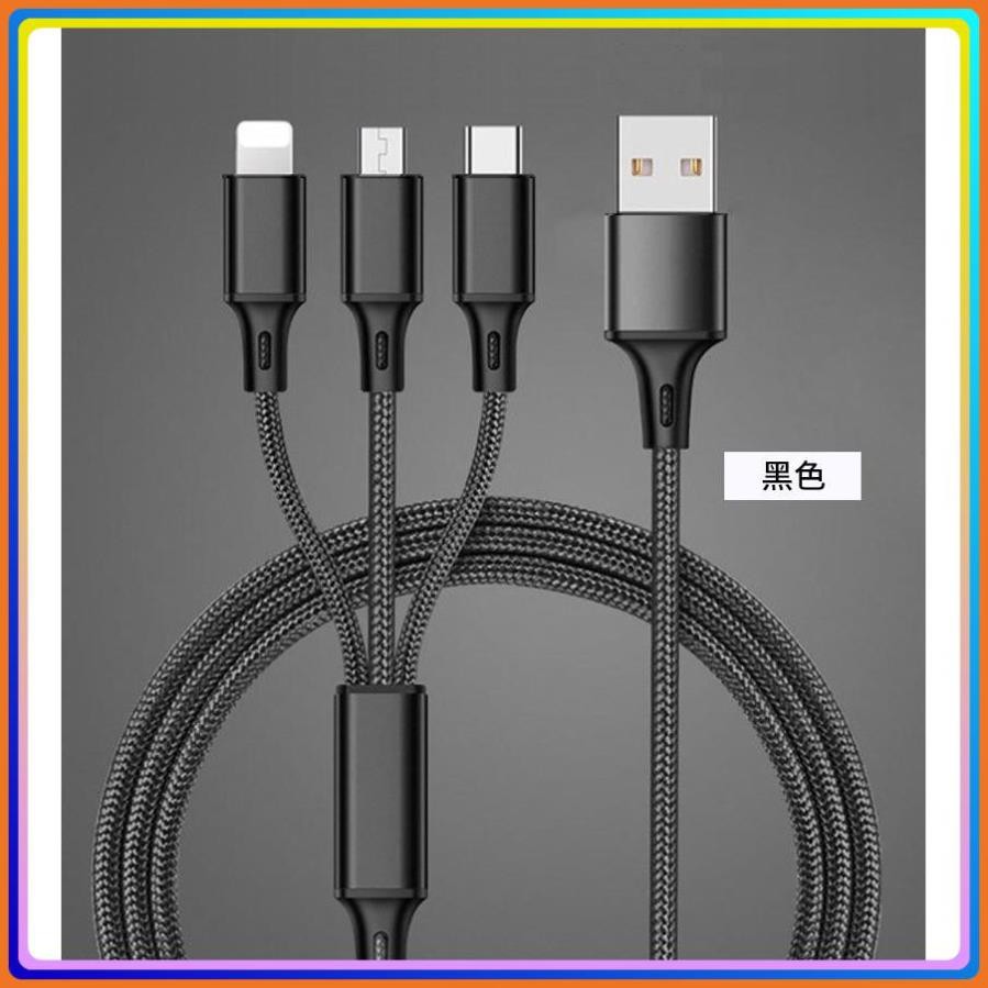 Dây Cáp Sạc 3 Trong 1 Chất Lượng Cao Cho Iphone / Micro Usb / Type C kèm tẩu ô  tô