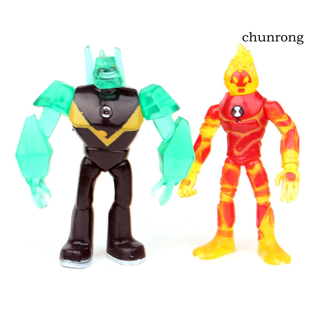 CR+9Pcs Ben 10 Kineceleran Heatblast LED Action Figures Kids Toy Gift Decor