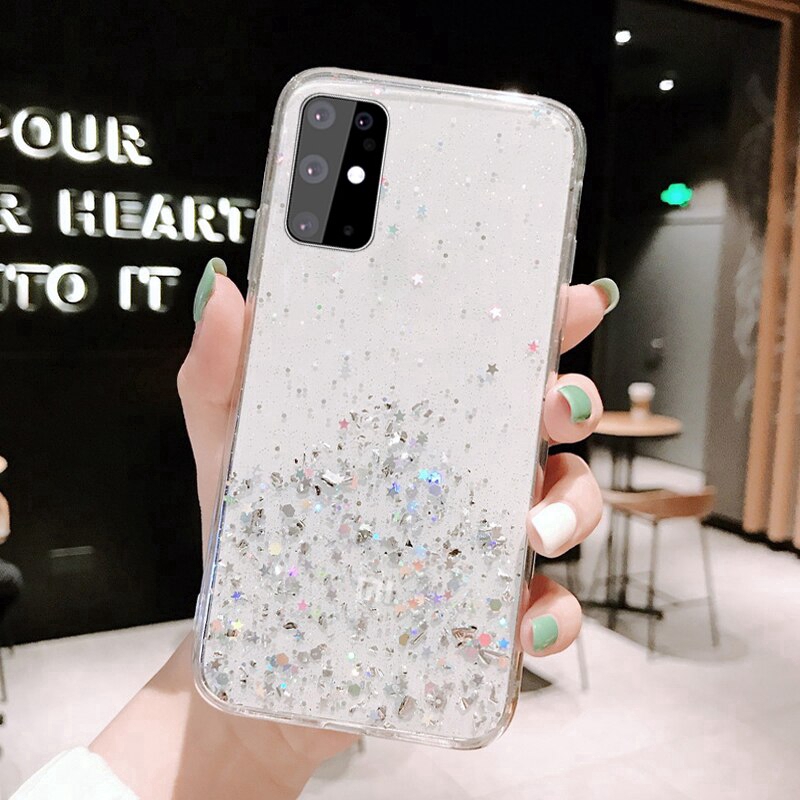 Ốp điện thoại mềm họa tiết sequin lấp lánh cho Samsung Galay A12 A02S A51 A71 A50 S20 Ultra S20 Plus Note 10 lite S10 Lite