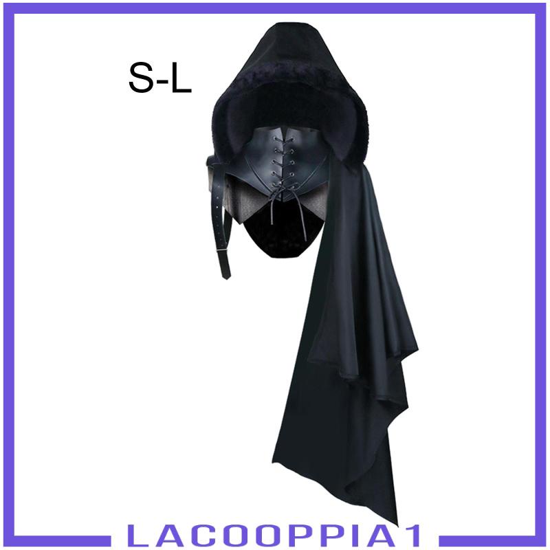[Lacooppia1] Áo Choàng Đen Có Mũ Trùm Và Dây Đai Phong Cách Punk Gothic Halloween Unisex