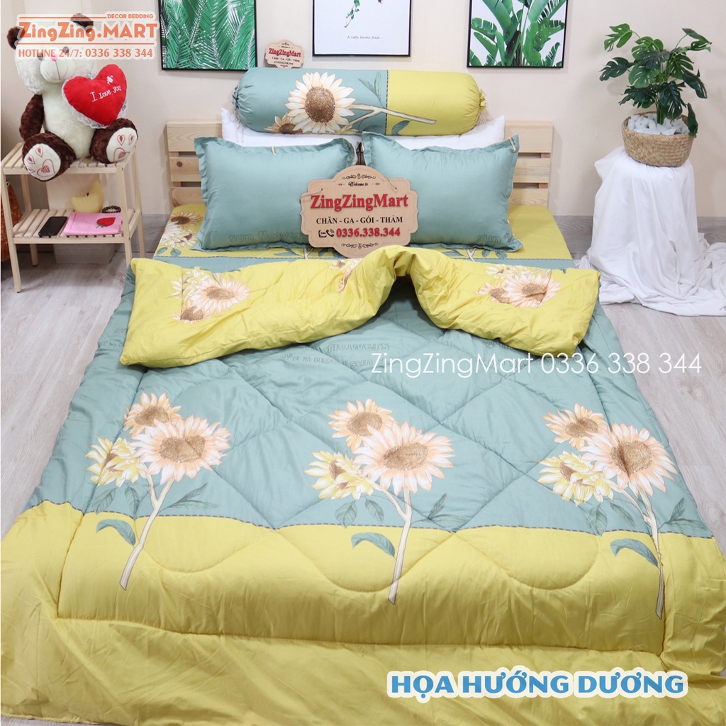 [CHỌN MẪU] Set 5 Bộ Chăn Phao Ga Gối poly cotton [Loại Đẹp] [ 1 Chăn phao + 1 Ga chun + 2 Vỏ gối nằm + 1 Vỏ gối ôm ]