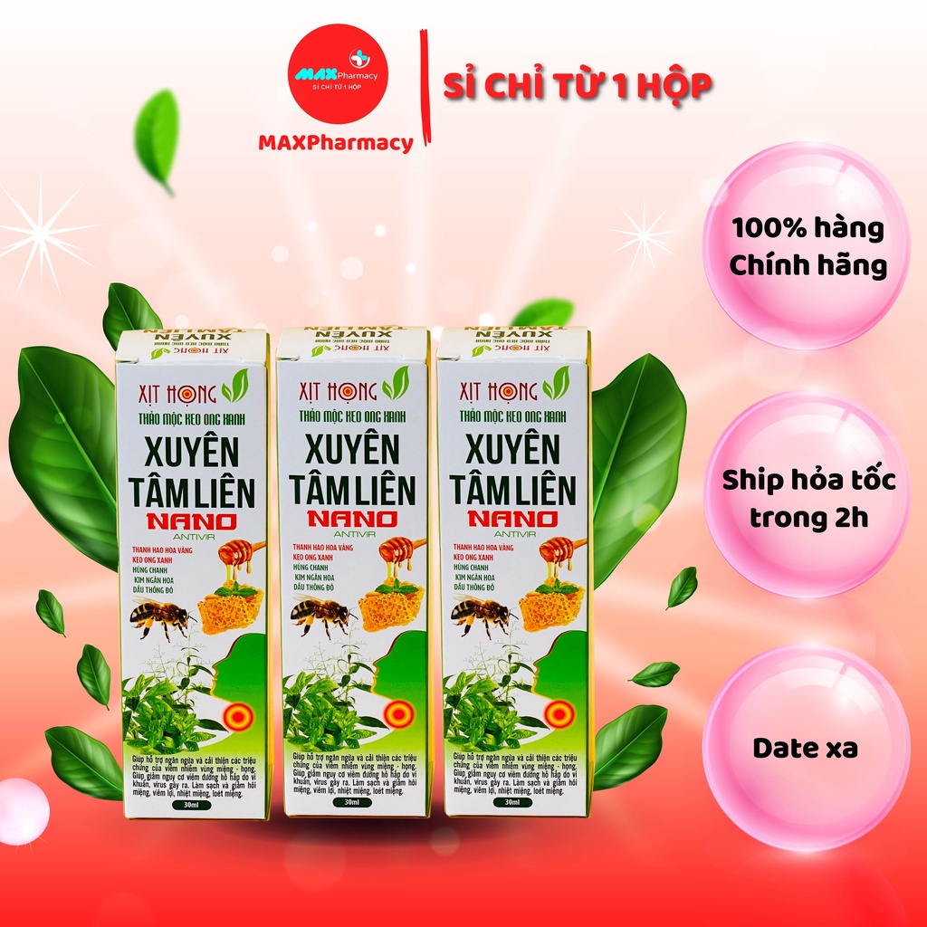 COMBO CHAI Xịt họng keo ong xanh XUYÊN TÂM LIÊN Anti nanovir Chai 30ml - Maxpharmacy