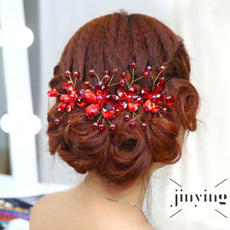 GETNOIVAS Cài tóc đính đá pha lê hình bông hoa sang trọng cho cô dâu