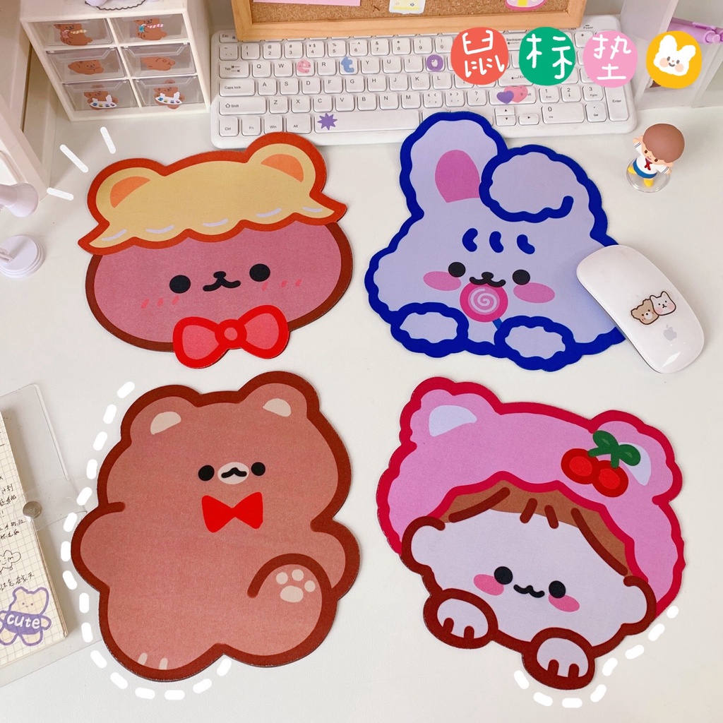 Miếng lót chuột máy tính cỡ nhỏ hoạt hình - Bàn di chuột, bàn làm việc decor nhiều hình cute mặt vải đế nhựa PVC