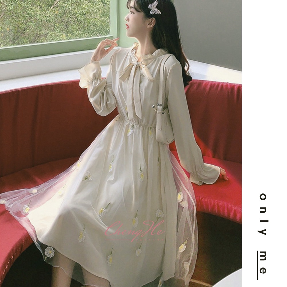 Váy công chúa tiểu thư cổ bèo ulzzang dáng dài xòe màu xanh lá phong cách retro vintage dự tiệc mã V00345