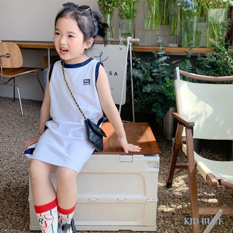 Đầm Thun Ngắn Tay Phong Cách Phương Tây Thời Trang Mùa Hè Mới Cho Bé Gái