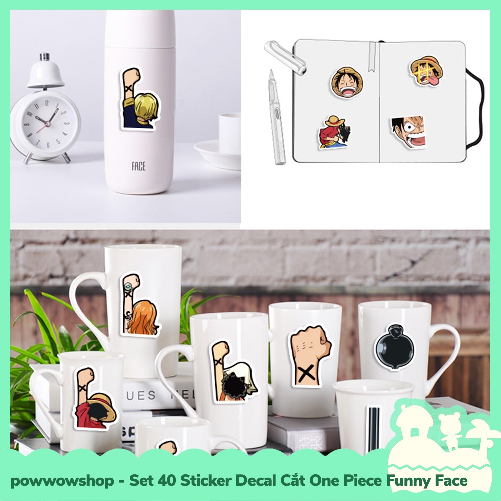 [Sẵn VN - Hỏa Tốc] Set 40 Sticker Mini Decal Dán Trang Trí Vật Dụng Mẫu One Piece Luffy Nami Zoro Sanji Funny Face
