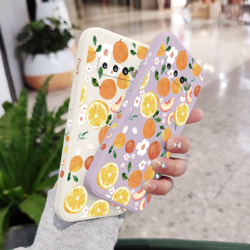 Ốp Điện Thoại Mềm Hình Quả Cam Màu Nước Sáng Tạo Cho Samsung Galaxy S10 S10E Plus S9 Plus