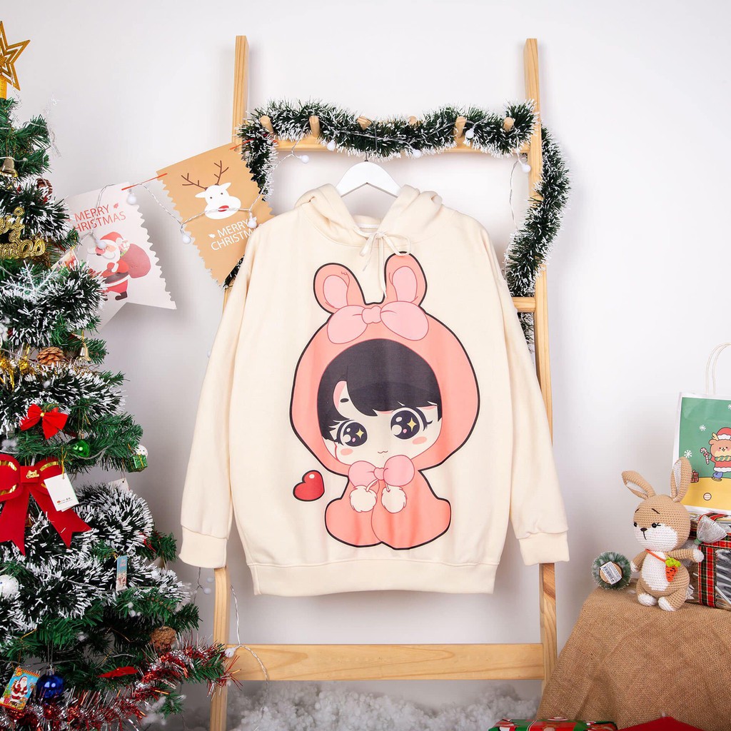 Áo Hoodie ❤️ Áo khoác nỉ Cotton 2 lớp trần bông form Unisex nam nữ - Chibi Yêu AK02