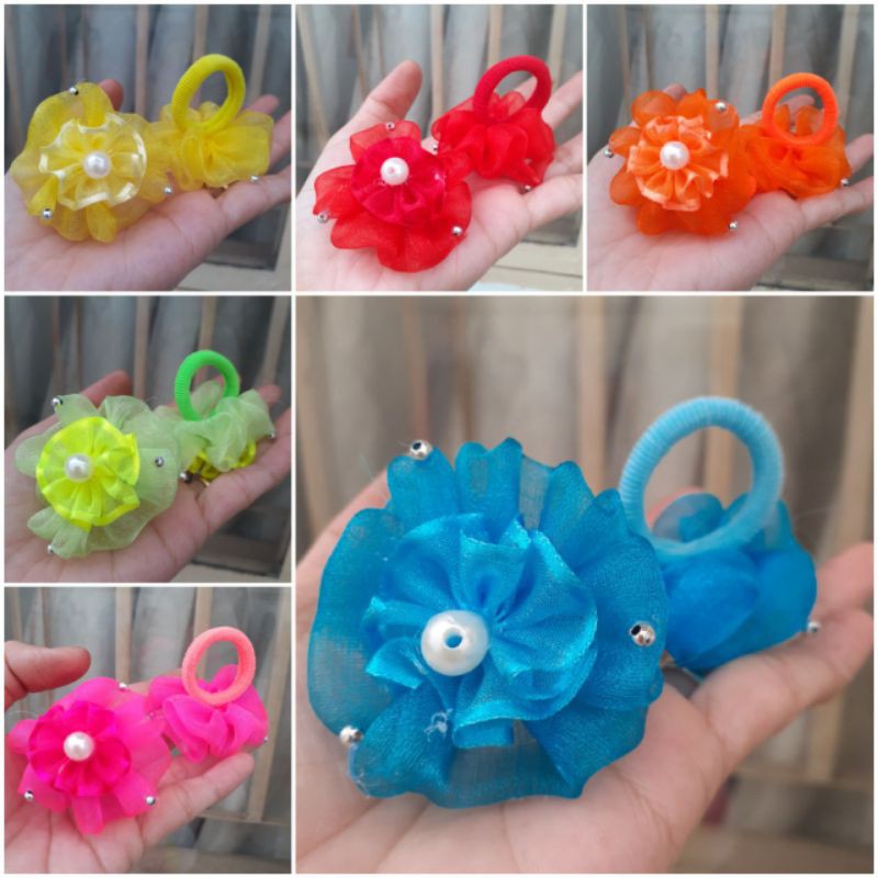 Một cặp cột tóc đính hoa bé gái mẫu 02