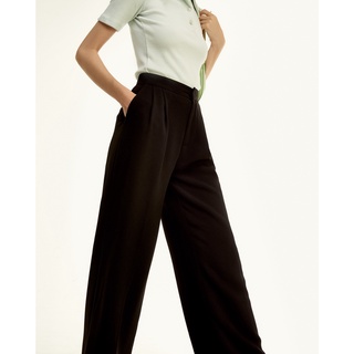 Quần dài dáng suông cạp cao High-waisted màu đen - DEVONS STUDIO