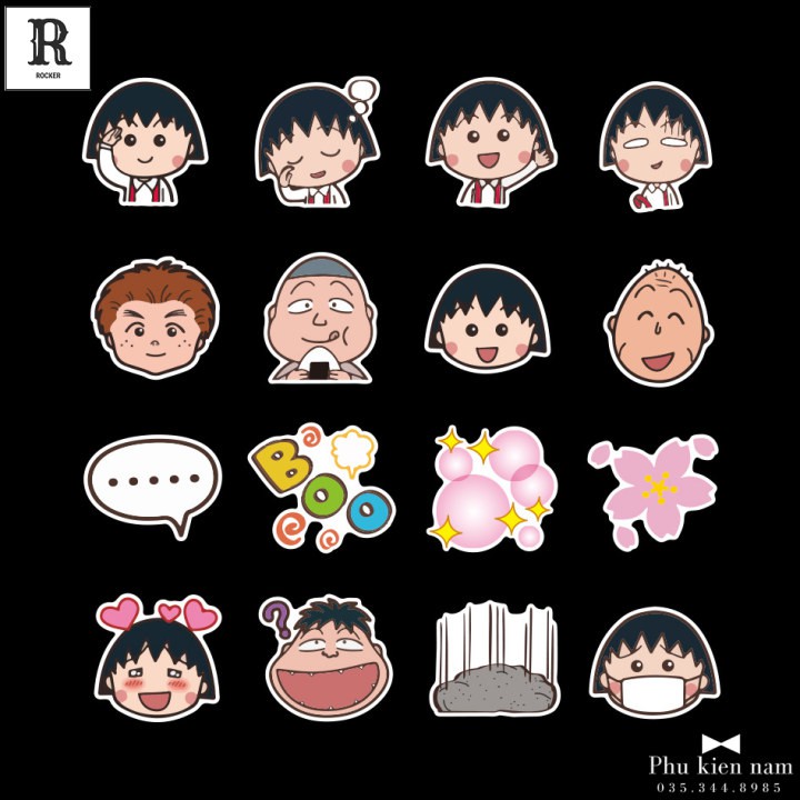 Sticker PVC Chống nước Hình dán trang trí Tường Mũ Maruko ST027