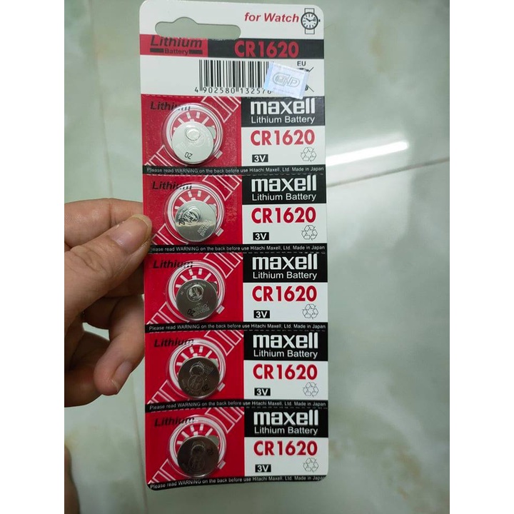 Vỉ 5 Viên Pin CR1620 Chính Hãng Maxell Nhật Lithium 3v