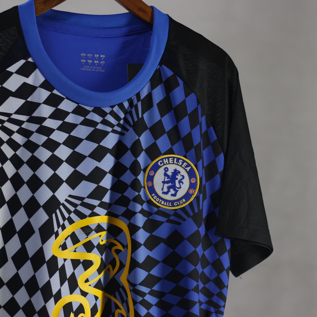 Quần áo đá bóng Chelsea màu xanh caro - bộ thể thao nam tay ngắn vải thoáng mát form âu Leaguestore