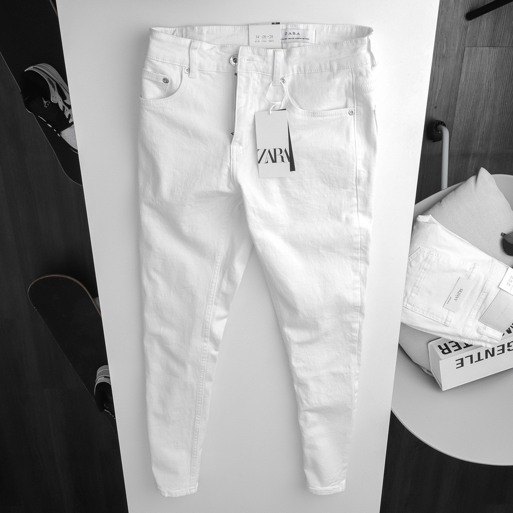 Quần jeans ZARA trắng trơn skinny 0413 TuanStore