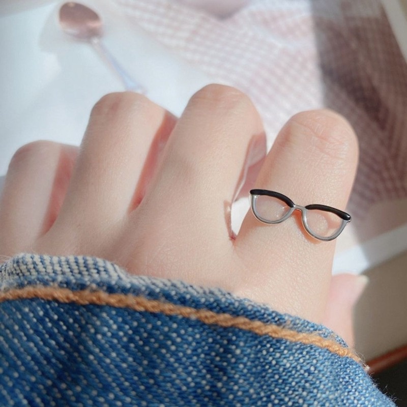 Nhẫn Đeo Tay Mặt Hình Mắt Kính Dễ Thương Thời Trang Nhật Hàn